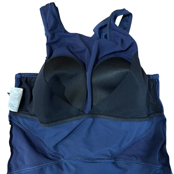 Miraclesuit One Piece Swimsuit Sz 16 Navy Mesh Tummy Control Slimming Palma - Picture 6 of 10